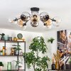 Koyoto Plafondlamp, Kogellampje 81 cm Amber, Chroom, Duidelijk, Rookkleurig, 10-lichts