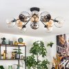 Koyoto Plafondlamp, Kogellampje 81 cm Amber, Chroom, Duidelijk, Rookkleurig, 10-lichts