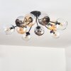 Koyoto Plafondlamp, Kogellampje 81 cm Amber, Chroom, Duidelijk, Rookkleurig, 10-lichts