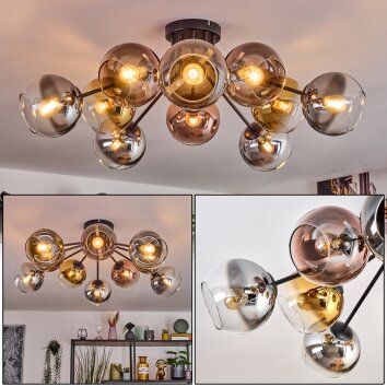 Koyoto Plafondlamp, Kogellampje 81 cm Goud, Duidelijk, Koperkleurig, Rookkleurig, 10-lichts