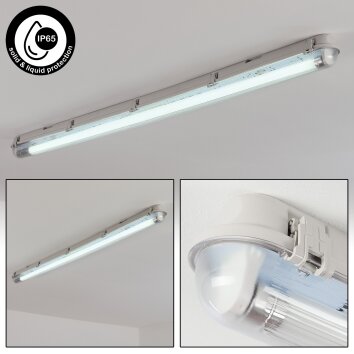 Ilena Plafondlamp voor buiten, Buitenlicht, Badkamerlamp, Bouw spotlight, Plafondlamp LED Grijs, 1-licht