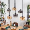 Ripoll Hanglamp, Kogellampje, Hanglamp Amber, Duidelijk, Rookkleurig, 6-lichts