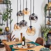 Ripoll Hanglamp, Kogellampje, Hanglamp Amber, Duidelijk, Rookkleurig, 6-lichts