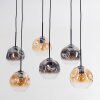 Ripoll Hanglamp, Kogellampje, Hanglamp Amber, Duidelijk, Rookkleurig, 6-lichts