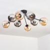 Koyoto Plafondlamp, Kogellampje 86 cm Amber, Chroom, Rookkleurig, 8-lichts
