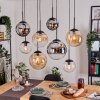 Gastor Hanglamp, Kogellampje, Hanglamp Amber, Chroom, Duidelijk, Rookkleurig, 8-lichts