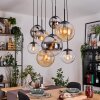 Gastor Hanglamp, Kogellampje, Hanglamp Amber, Chroom, Duidelijk, Rookkleurig, 8-lichts