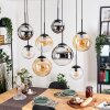 Gastor Hanglamp, Kogellampje, Hanglamp Amber, Chroom, Duidelijk, Rookkleurig, 8-lichts