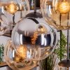 Gastor Hanglamp, Kogellampje, Hanglamp Amber, Chroom, Duidelijk, Rookkleurig, 8-lichts