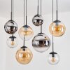 Gastor Hanglamp, Kogellampje, Hanglamp Amber, Chroom, Duidelijk, Rookkleurig, 8-lichts