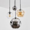Ripoll Hanglamp, Kogellampje, Cluster hanglamp Amber, Chroom, Duidelijk, Rookkleurig, 4-lichts