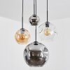 Ripoll Hanglamp, Kogellampje, Cluster hanglamp Amber, Chroom, Duidelijk, Rookkleurig, 4-lichts