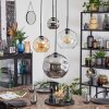 Ripoll Hanglamp, Kogellampje, Cluster hanglamp Amber, Chroom, Duidelijk, Rookkleurig, 4-lichts