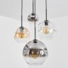 Ripoll Hanglamp, Kogellampje, Cluster hanglamp Amber, Chroom, Duidelijk, Rookkleurig, 4-lichts