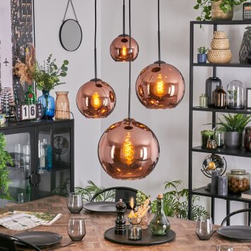 Koyoto Hanglamp, Kogellampje, Cluster hanglamp Koperkleurig, 4-lichts