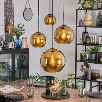 Koyoto Hanglamp, Kogellampje, Cluster hanglamp Goud, 4-lichts