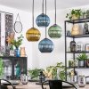Koyoto Hanglamp, Kogellampje, Cluster hanglamp Blauw, Goud, Groen, 4-lichts