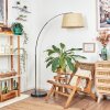 Sabadim Staande lamp, Booglampen Chroom, Zwart, 1-licht, Stoffen lampenkap