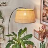 Sabadim Staande lamp, Booglampen Chroom, Zwart, 1-licht, Stoffen lampenkap