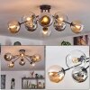 Koyoto Plafondlamp, Kogellampje 86 cm Amber, Chroom, Duidelijk, Rookkleurig, 8-lichts