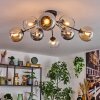 Koyoto Plafondlamp, Kogellampje 86 cm Amber, Chroom, Duidelijk, Rookkleurig, 8-lichts