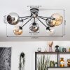 Koyoto Plafondlamp, Kogellampje 86 cm Amber, Chroom, Duidelijk, Rookkleurig, 8-lichts