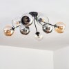 Koyoto Plafondlamp, Kogellampje 86 cm Amber, Chroom, Duidelijk, Rookkleurig, 8-lichts