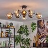 Koyoto Plafondlamp, Kogellampje 86 cm Amber, Chroom, Duidelijk, Rookkleurig, 8-lichts