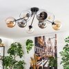 Koyoto Plafondlamp, Kogellampje 86 cm Amber, Chroom, Duidelijk, Rookkleurig, 8-lichts