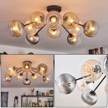 Koyoto Plafondlamp, Kogellampje 81 cm Amber, Duidelijk, Rookkleurig, 10-lichts