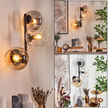 Koyoto Kogellampje, Wandlamp Amber, Duidelijk, Rookkleurig, 3-lichts