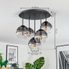 Koyoto Plafondlamp, Kogellampje 33 cm Duidelijk, Rookkleurig, 5-lichts