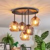 Koyoto Plafondlamp, Kogellampje 33 cm Amber, Rookkleurig, 5-lichts