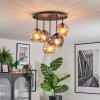 Koyoto Plafondlamp, Kogellampje 33 cm Amber, Rookkleurig, 5-lichts