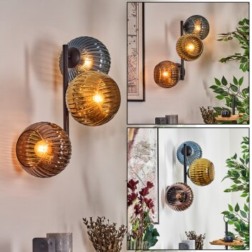 Koyoto Kogellampje, Wandlamp Blauw, Goud, Koperkleurig, 3-lichts