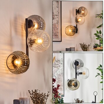 Ripoll Kogellampje, Wandlamp Amber, Duidelijk, Rookkleurig, 3-lichts