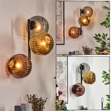 Ripoll Kogellampje, Wandlamp Goud, Koperkleurig, Rookkleurig, 3-lichts
