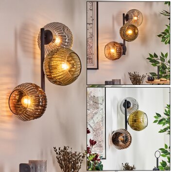 Ripoll Kogellampje, Wandlamp Goud, Duidelijk, Koperkleurig, Rookkleurig, 3-lichts