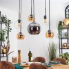 Koyoto Hanglamp, Kogellampje, Hanglamp Amber, Chroom, Duidelijk, Rookkleurig, 6-lichts