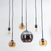 Koyoto Hanglamp, Kogellampje, Hanglamp Amber, Chroom, Duidelijk, Rookkleurig, 6-lichts