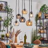 Koyoto Hanglamp, Kogellampje, Hanglamp Amber, Duidelijk, Rookkleurig, 6-lichts