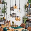 Koyoto Hanglamp, Kogellampje, Hanglamp Amber, Duidelijk, Rookkleurig, 6-lichts