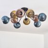 Koyoto Plafondlamp, Kogellampje 85 cm Blauw, Goud, Koperkleurig, 10-lichts