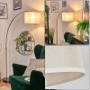 Bassagoda Staande lamp, Booglampen Nikkel mat, Zwart, 1-licht, Stoffen lampenkap