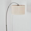 Bassagoda Staande lamp, Booglampen Nikkel mat, Zwart, 1-licht, Stoffen lampenkap