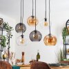 Koyoto Hanglamp, Kogellampje, Hanglamp Amber, Duidelijk, Rookkleurig, 6-lichts