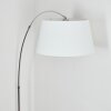 Bassagoda Staande lamp, Booglampen Chroom, Zwart, 1-licht, Stoffen lampenkap