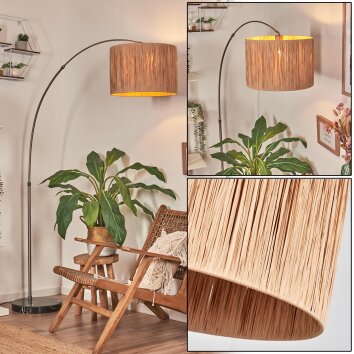 Granja Staande lamp, Booglampen Nikkel mat, Zwart, 1-licht