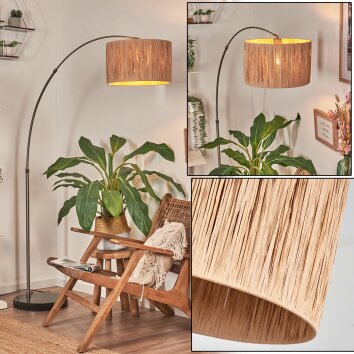 Granja Staande lamp, Booglampen Nikkel mat, Zwart, 1-licht