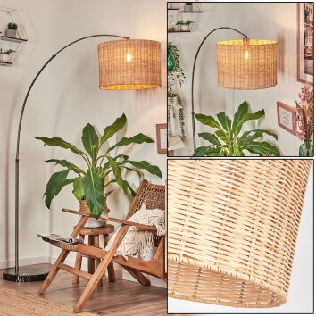 Cavaca Staande lamp, Booglampen Nikkel mat, Zwart, 1-licht
